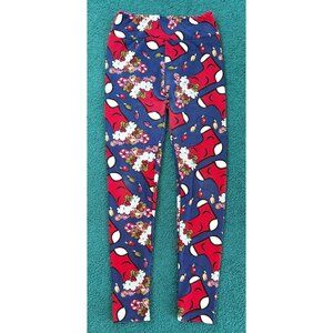 Lularoe OS Stockings Vintage Candy Canes Blue Vintage Holiday Leggings